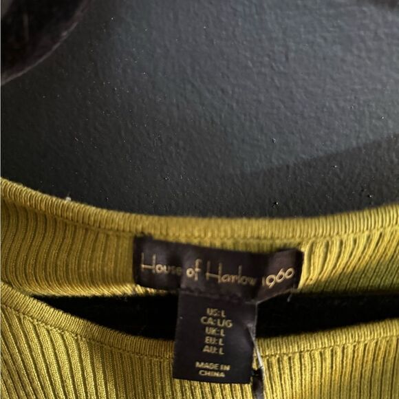 HOUSE OF HARLOW 1960 Black Compression Rib Knit Cut Out Dress NWT Size L GREEN - Picture 6 of 6